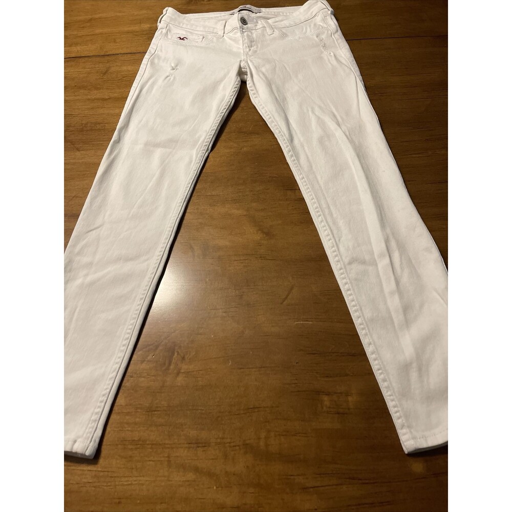 Hollister Women's White Distressed Zip Leg Skinny Jeans Junior Size 5 Or 27 X 29